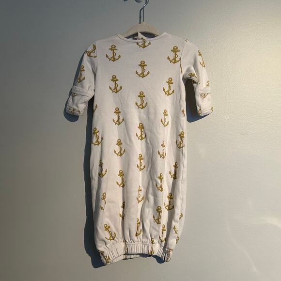 Kate Quinn Organic Cotton Elastic Sleep Bag, White with Gold Anchors, 0-3 Months - Picture 6 of 6